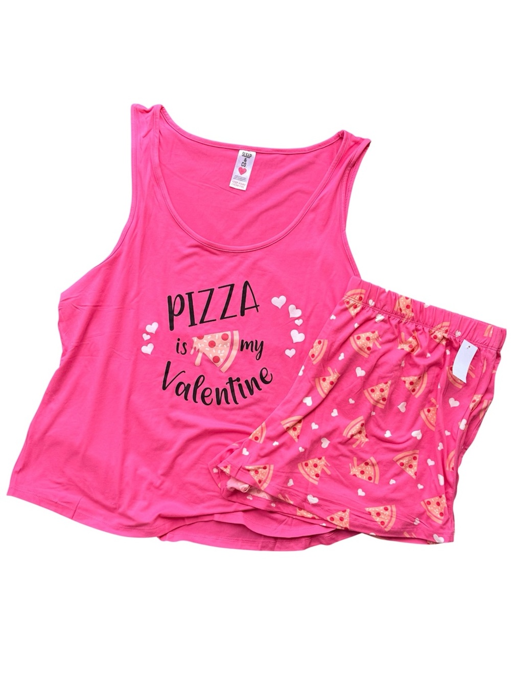 Women's 'Pizza is my Valentine' Sleep Tank & Shorts Set